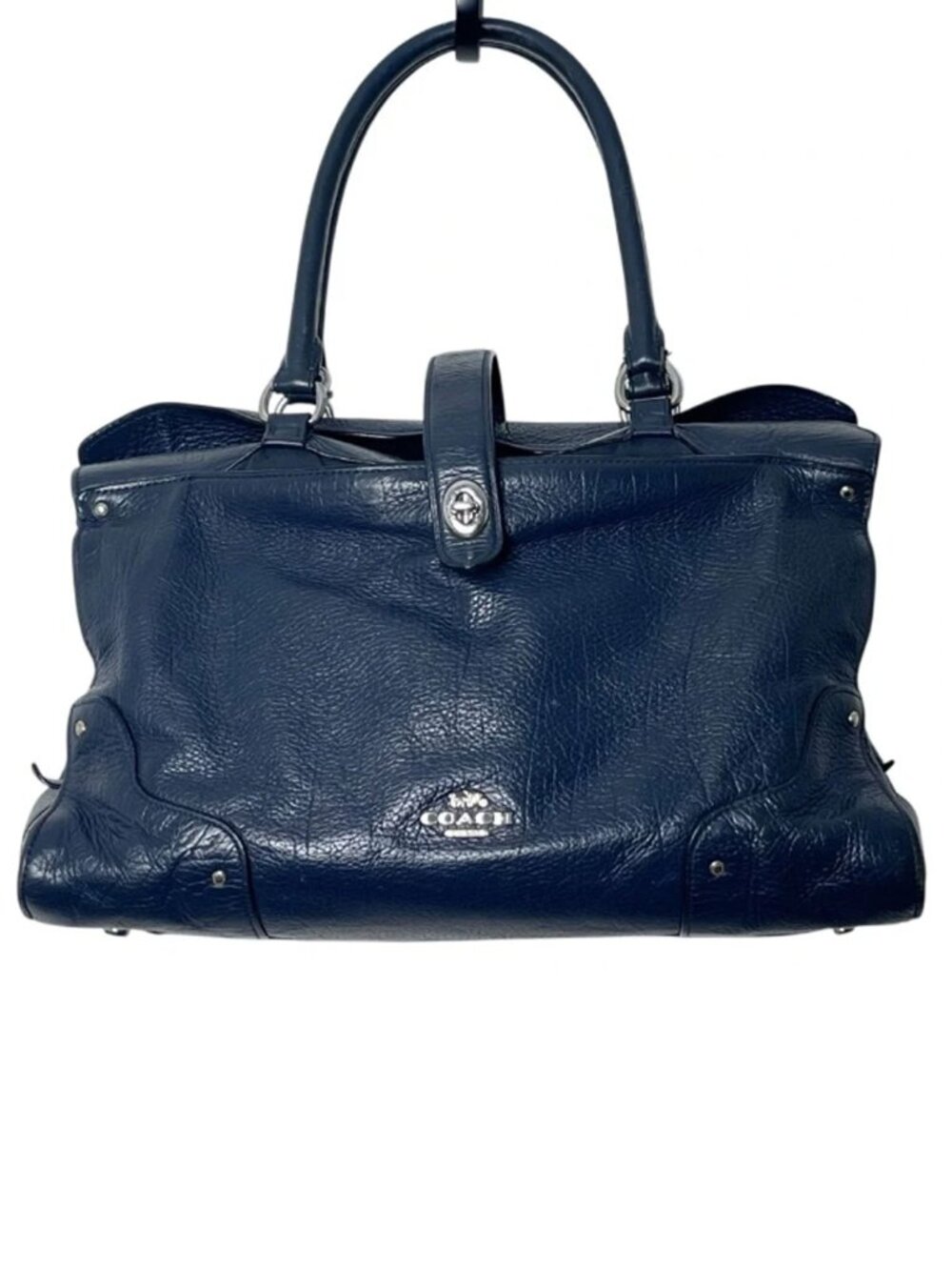 COACH Mercer Navy Grain Leather Satchel 30 - 3 Comp